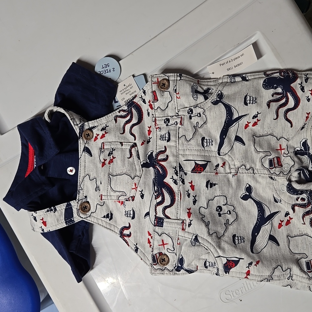 NWT Baby Ocean Overalls Set